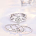 Ring Four-Leaf Clover Ring For Women Split Three-In-One Combination Opening Ring Adjustable Size - Image 2
