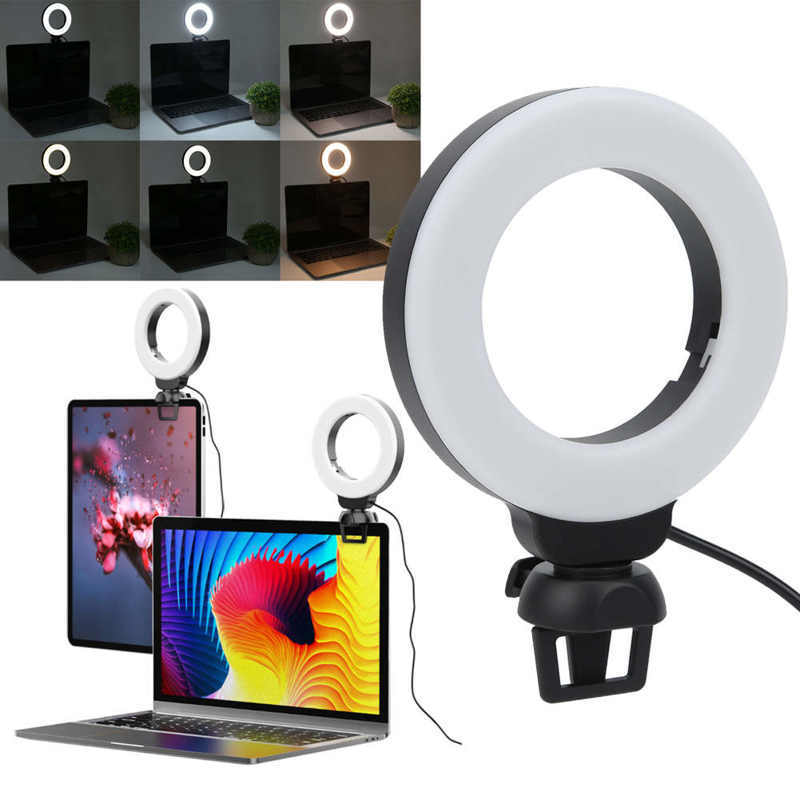 5b8b30f3-b847-48bc-bbc7-b943a43d29c4.jpg Video Conference 4 Inch Fill Light Computer Live Photography Light LED Selfie Light USB Powered Round Camera Lamp Dimmable LED Ring Light With Phone Holder - Image 1