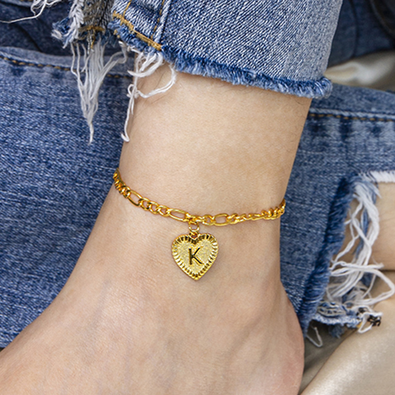 62004108-cc37-41c7-a0d8-5c77b56e8512.jpg Initial Letter Anklet Gold Color Heart Pendant Foot Bracelets Women - Image 1