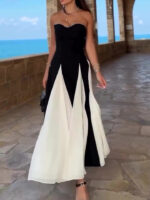 Black And White Contrast Tube Top Dress - Image 2