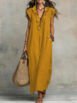 Women's 2026 Spring & Summer New Bohemian Flutter Sleeve FloorLength Maxi Dress - Image 3