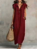 Women's 2026 Spring & Summer New Bohemian Flutter Sleeve FloorLength Maxi Dress - Image 8