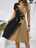 2026 New Women's Casual Printed Dress With Belt, Loose Fit - Image 4