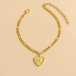 Initial Letter Anklet Gold Color Heart Pendant Foot Bracelets Women - Image 7