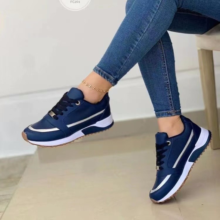 904b1fb1-5d58-4207-a38b-52ea50e37b76.jpg Casual Lace-up Flat Shoes Women Shallow Round Toe Sports Walking Sneakers - Image 1
