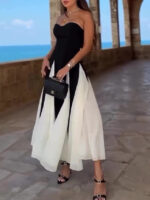 Black And White Contrast Tube Top Dress - Image 4