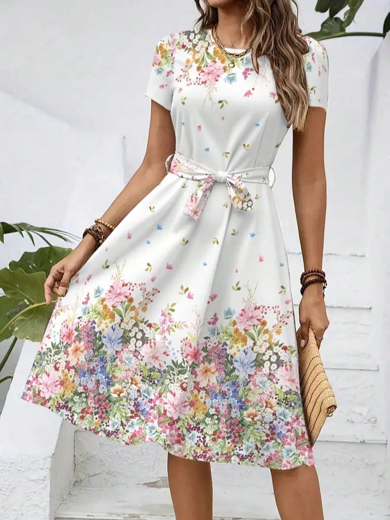 9b92e449-b1ba-41f3-a7a5-6e4d660381ba.jpg 2026 New Women's Casual Printed Dress With Belt, Loose Fit - Image 1