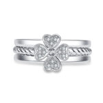 Ring Four-Leaf Clover Ring For Women Split Three-In-One Combination Opening Ring Adjustable Size - Image 4