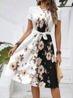 2026 New Women's Casual Printed Dress With Belt, Loose Fit - Image 6