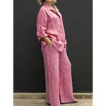 2026 Hot Sale Spring & Summer New Solid Color Lapel Shirt With Buttons Elegant Casual Two-Piece Set - Image 3