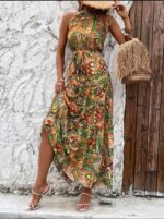 Summer New Women's Printed Halter Dress, Loose Fit Elegant Vintage Style - Image 3