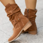 Ins Pointed Toe Mid-calf Boots Fashion Suede Zipper Western Boot Winter Shoes For Women - Image 7