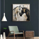 Hand-Painted Abstract Animal Horses Painting Texture Canvas Wall Art Modern Black And White Horses Painting Contemporary Office Decor - Image 2