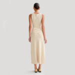 Elegant Knitted Sleeveless Dress With Single Breast Fashion Slim Round Neck Long Dresses Womens Clothing - Image 2