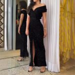 Cross-Border European And American Summer New Style Pleated Slit Elegant Dress - Image 2