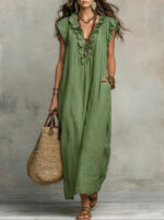 Women's 2026 Spring & Summer New Bohemian Flutter Sleeve FloorLength Maxi Dress - Image 9