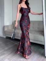 Flocked Strappy Maxi Dress - Image 2