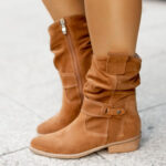 Ins Pointed Toe Mid-calf Boots Fashion Suede Zipper Western Boot Winter Shoes For Women - Image 10