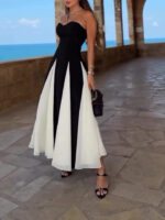 Black And White Contrast Tube Top Dress - Image 3
