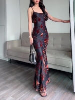 Flocked Strappy Maxi Dress - Image 5