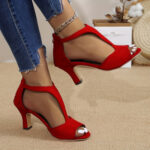 Women's High Heeled Fish Mouth Sandals with Zipper Closure - Summer Dressy Open Toe Footwear - Image 8