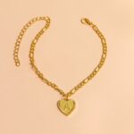 Initial Letter Anklet Gold Color Heart Pendant Foot Bracelets Women - Image 9