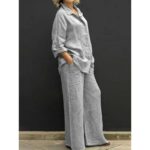 2026 Hot Sale Spring & Summer New Solid Color Lapel Shirt With Buttons Elegant Casual Two-Piece Set - Image 9