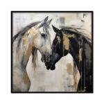 Hand-Painted Abstract Animal Horses Painting Texture Canvas Wall Art Modern Black And White Horses Painting Contemporary Office Decor - Image 5