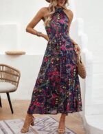 Summer New Women's Printed Halter Dress, Loose Fit Elegant Vintage Style - Image 2