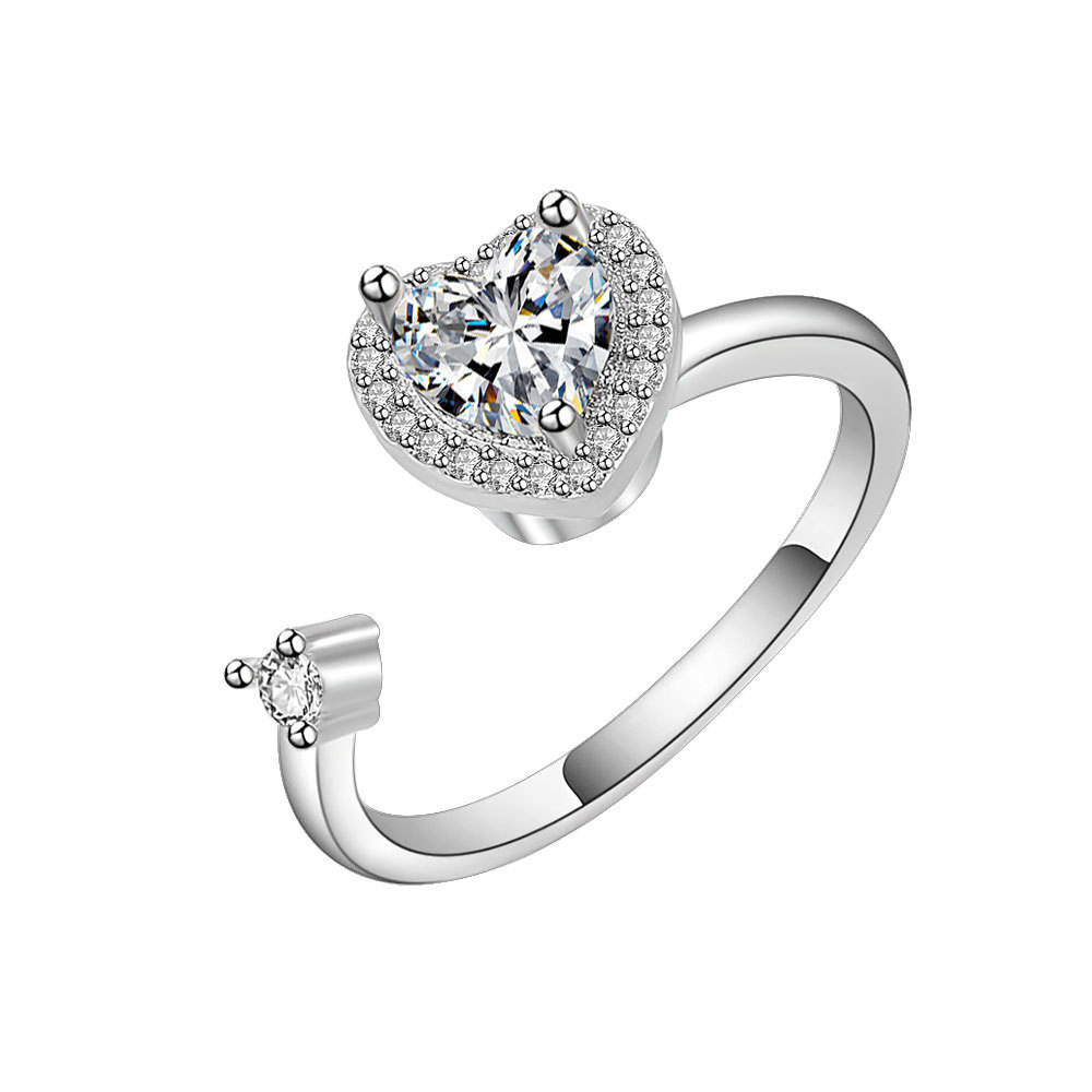 f9d77ed6-73ab-42f4-ad74-0a78662a0192.jpg Love Heart-shaped Ring Women's Japanese And Korean Fashionmongers Trending Unique Rotating Decompression Ring Girlfriends Trendy Adjustable Bracelet - Image 1