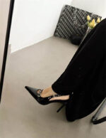 2026 Summer Women Punk Style Patent Leather Stiletto Heels, Backless Shallow Fashion Elegant Sandals - Image 2